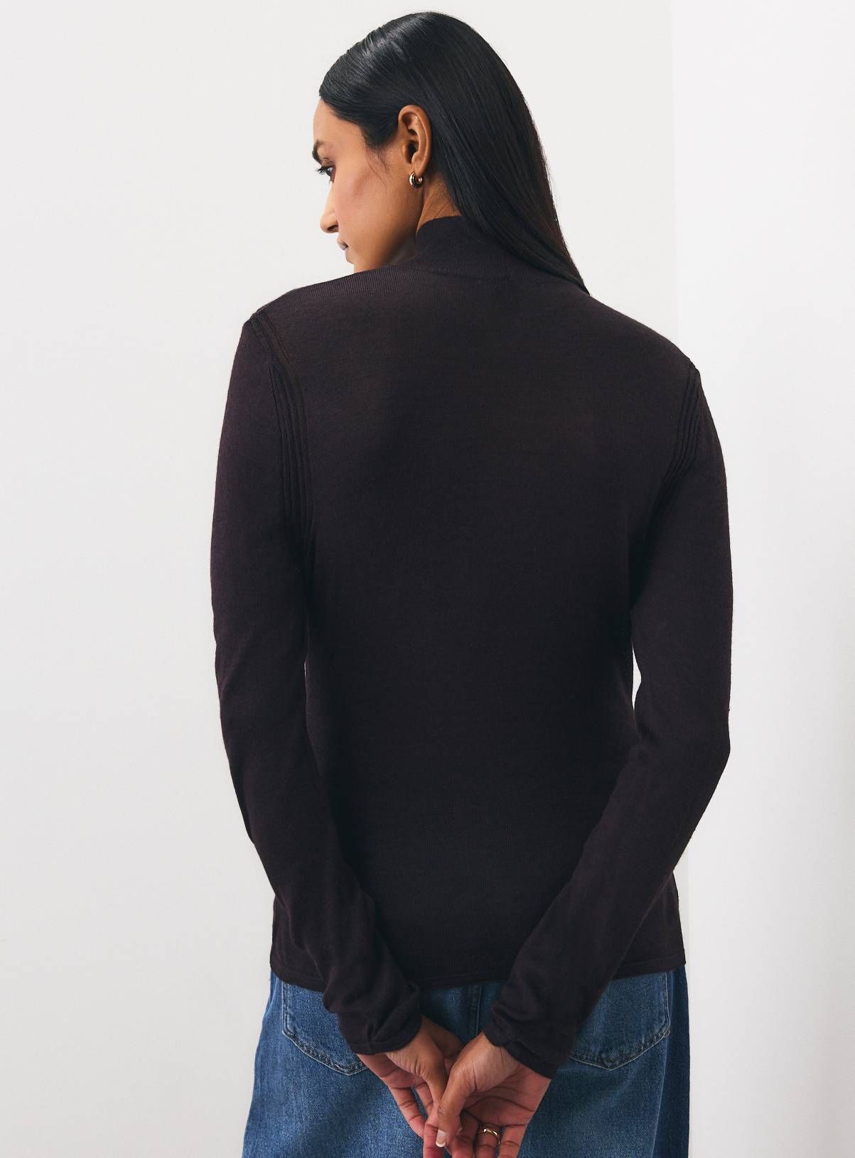 Dark Red Super Fine Knit Roll Neck Jumper M - Image 4